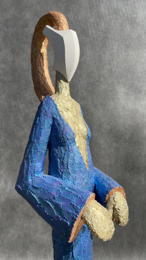 Laurent Messager - Aïcha (Detail)(Ciment armé, polychromie patines, Pierre de taille, Socle béton/marbre)